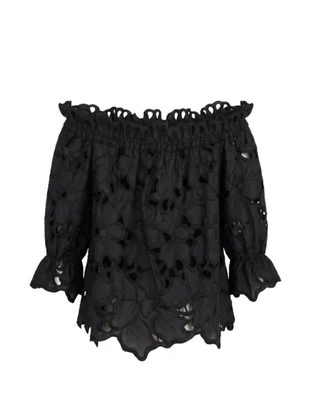 Bluză Ermanno Scervino cu broderie cu umerii deschiși negru