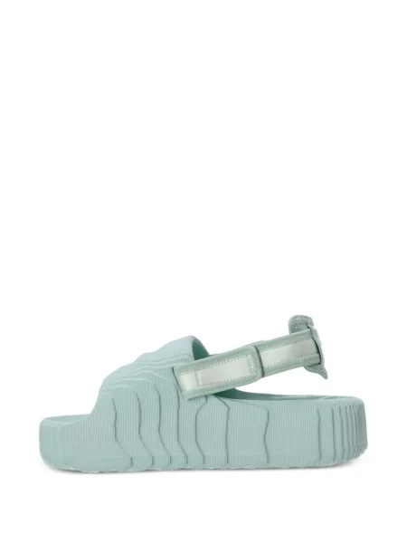 Sneakerși Adidas Adilette cu dungi din piele de căprioară slingback verde