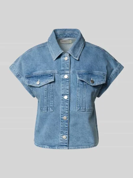 Bluzka jeansowa o kroju regular fit z na piersi model ‘Elida Ada’ Msch Copenhagen niebieska