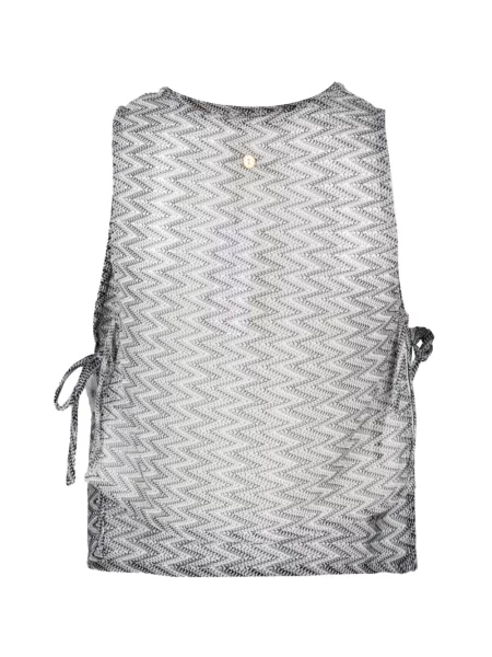 Top Palmacea tricotate cu cordon alb