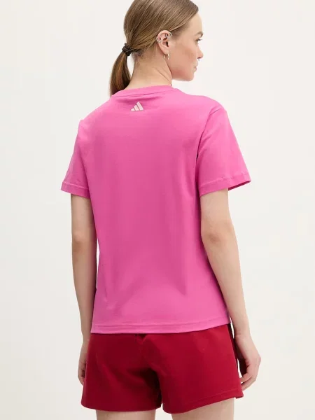 T-shirt z nadrukiem etykiety Adidas Sportswear różowa