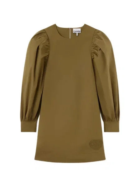 Rochie mini Ganni cu autograf verde
