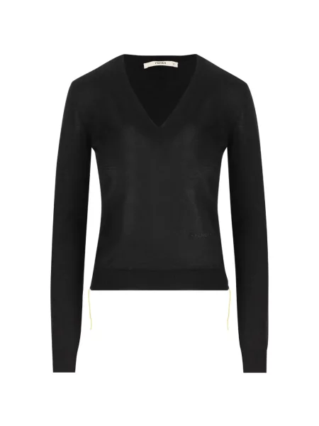 Pulover Fendi din cașmir cu decolteu în V negru