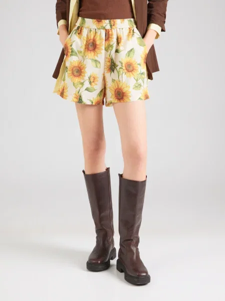VERO MODA Nadrág VMBIRDIE citrom / méz / olíva fehér