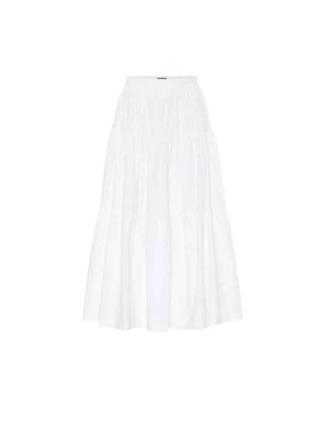 Fustă midi Staud până la genunchi din poplin alb