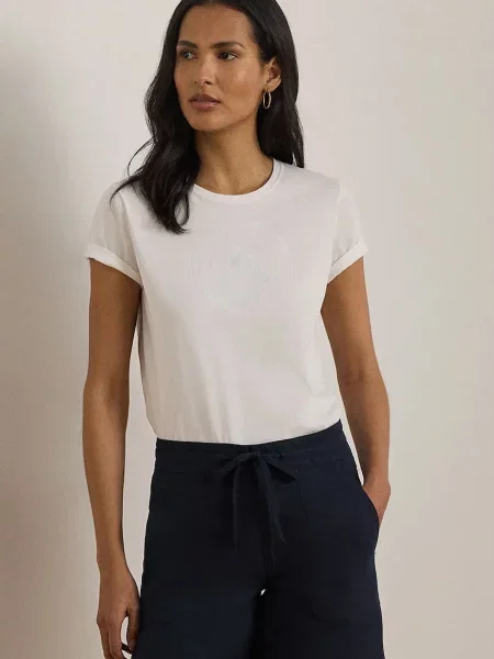 Lauren Ralph Lauren tricou basic pentru femei din alb