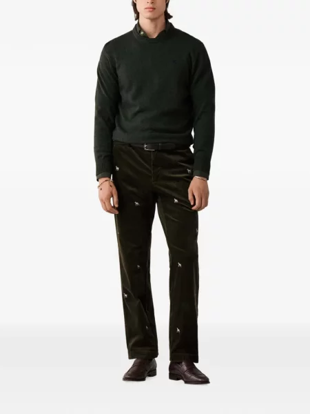 Pulover Hackett London cu decolteu rotund verde