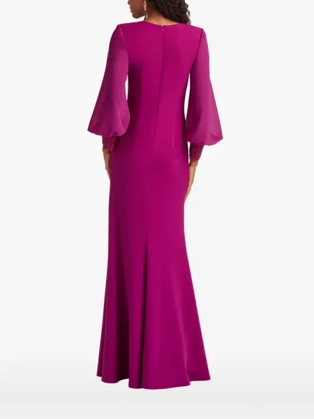 Sukienka Tadashi Shoji w kwiatki z dekoltem w serek z naszywkami różowa