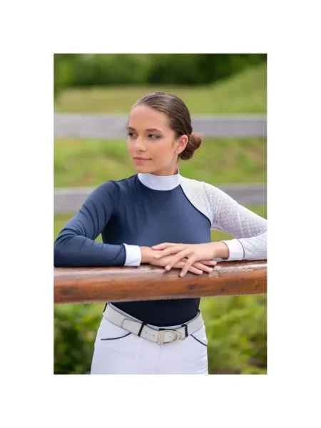 Koszulka polo do jazdy konnej z długim rękawem Cavalliera Modern biała