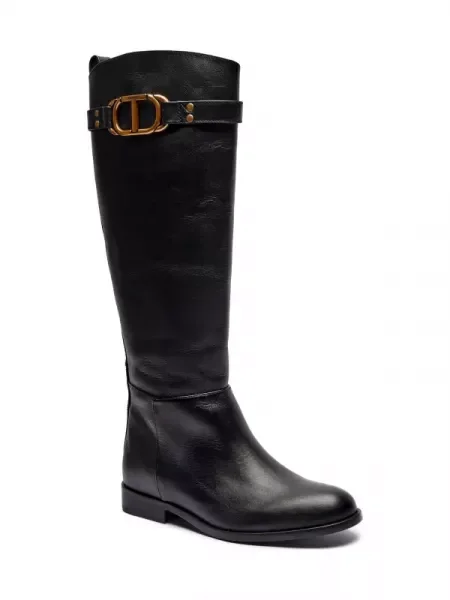 TWINSET De piele cizme de echitație negru