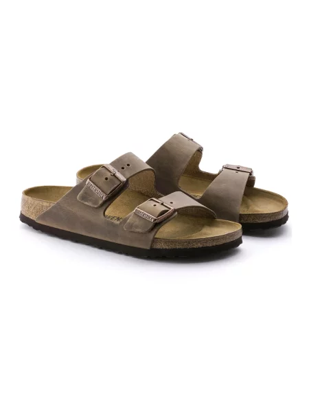 Lekkie klapki Birkenstock skórzane brązowe