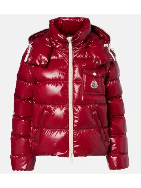 Geacă cu puf Moncler cu glugă bordo