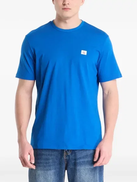 Tricou Calvin Klein cu autograf albastru