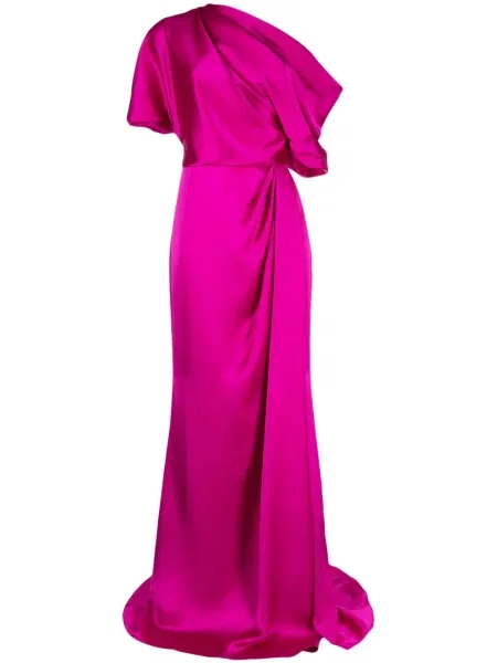 Rochie Amsale din satin drapată roz