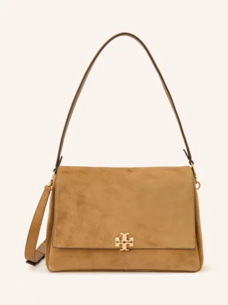 Tory Burch torebka zamszowa Charlie brązowa