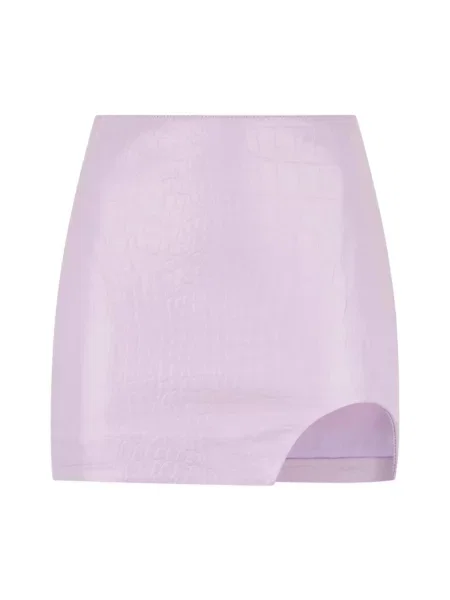 Spódnica skórzana Patrizia Pepe z rozcieciem elegancka fioletowa