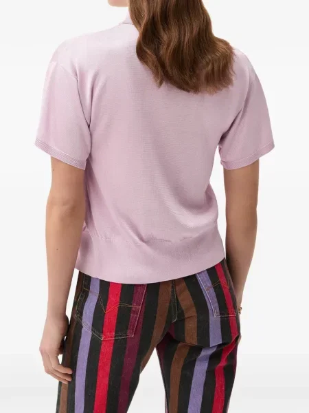Tricou polo Versace tricotate roz