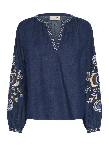 Cream Bluză Gro crem bleumarin / maro albastru