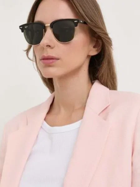 Napszemüveg Ray-Ban Clubmaster Classic black/gold/green Méret: 55 fekete
