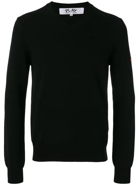 Hanorac Comme Des Garcons Play cu broderie cu motiv cu inimi negru