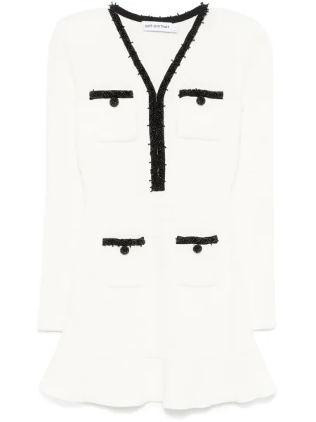 Pletena odgovarati mini haljina Self-portrait bijela