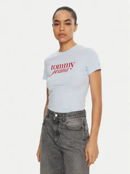Tommy Jeans Tricou Essential celest albastru