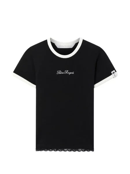 Tricou Palm Angels cu imagine din dantelă negru