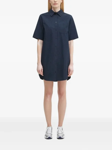Rochie tip cămașă Samsøe Samsøe cu dungi scurtă de costum albastru