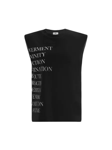 Top Elisabetta Franchi z nadrukiem z dżerseju czarny