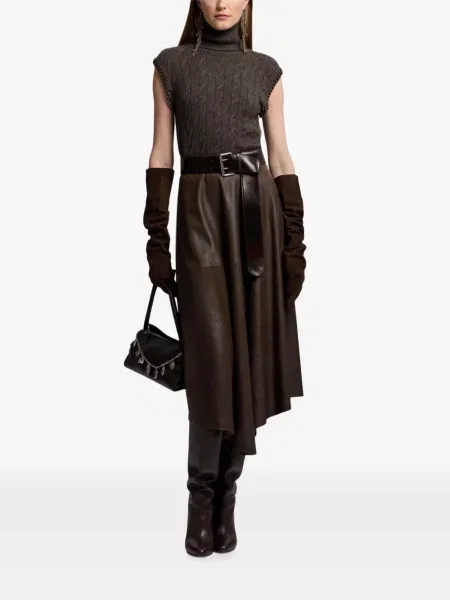 Fustă Ralph Lauren Collection asimetrică maro