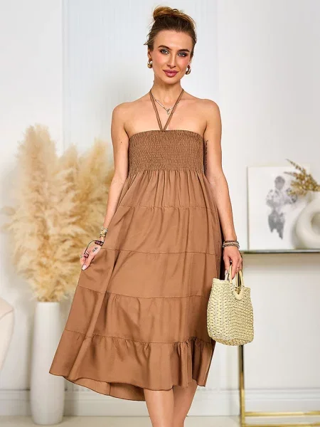 Obleka midi obleka Resti nad koleni kaki