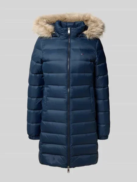 Płaszcz puchowy z odpinanym kapturem Tommy Jeans granatowy