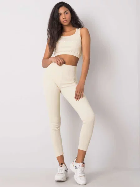 Tricou Fashionhunters cu dungi bej