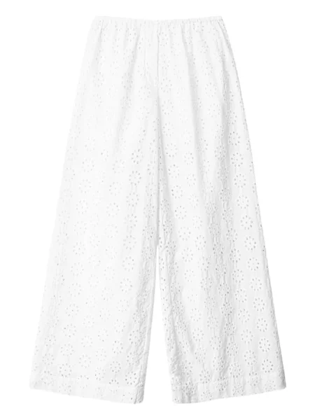 Pantaloni Staud cu broderie alb