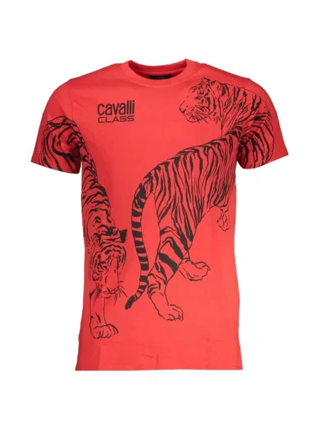 Tricou Cavalli Class cu imagine cu dungi de tigru roșu