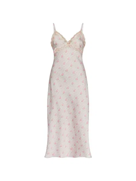 Rochie midi Loveshackfancy cu model floral cu imagine roz