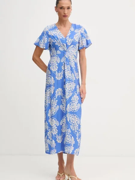 Lola Casademunt sukienka z wiskozą niebieska