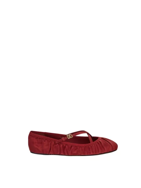Balerinki Dolce And Gabbana skórzane czerwone