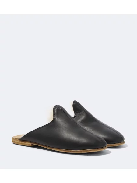 Papuci tip mules Sabah din piele negru