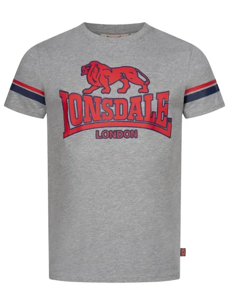 LONSDALE Tricou Melthey gri / roșu negru