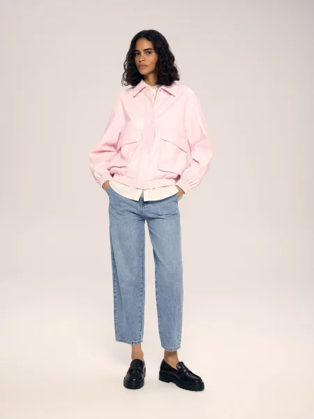 Reserved Бомбер з екошкіри рожевий