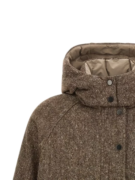 Geacă Brunello Cucinelli din tweed maro