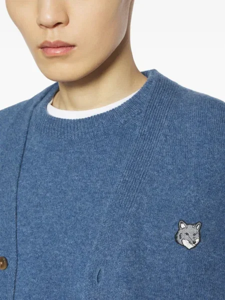 Cardigan Maison Kitsune de lână albastru