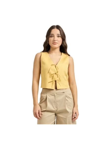 Lniany top Iblues żółty