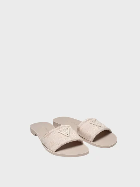 Мюли Guess с принтом бежевые