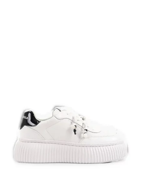 Sneakerși Karl Lagerfeld cu perle cu platformă alb
