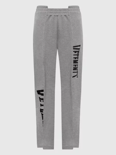 Спортивні штани з принтом логотипа Vetements сірі