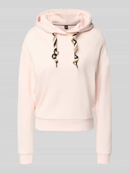 Bluza z kapturem o kroju regular fit z detalem z logo Boss różowa