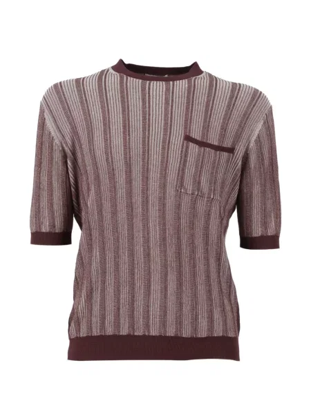 Tricou polo Ballantyne cu dungi scurt maro