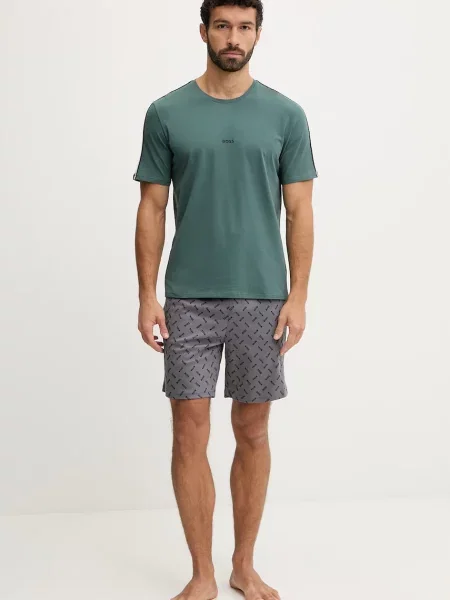 BOSS loungewear kratka majica iz bombaža z elastanom Unique T-Shirt zelena